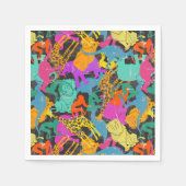 Serviette En Papier Motif de silhouettes animales rétro (Devant)