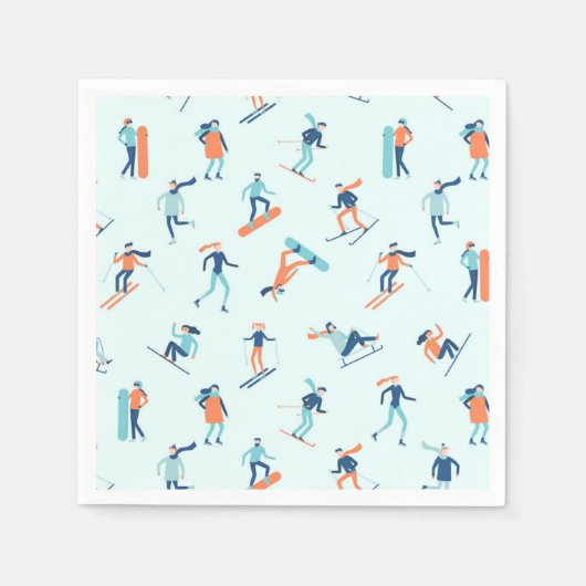 Serviette En Papier Motif de sports d'hiver (Devant)