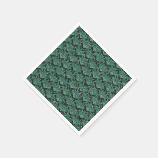 Serviette En Papier Motif de style Art déco en vert turquoise (Coin)