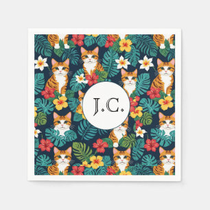 Serviette En Papier Motif de style de chemise hawaïenne pour chat moti