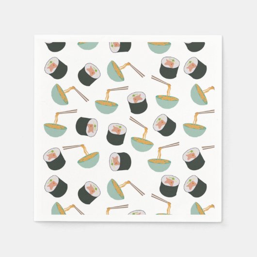 Serviette En Papier Motif de sushis et nouilles (Devant)