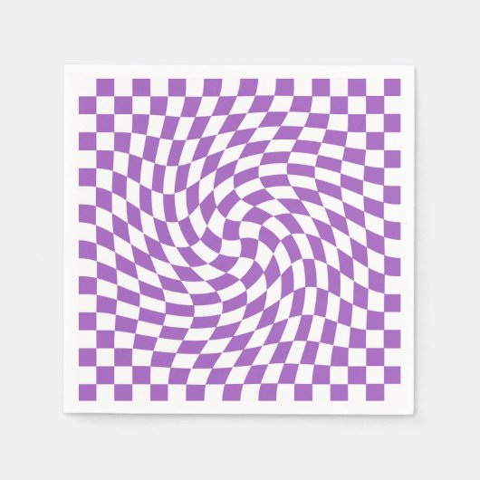 Serviette En Papier Motif de tableau de À damiers violet et blanc (Devant)