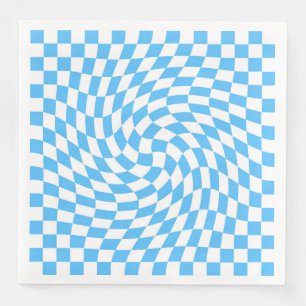 Serviette En Papier Motif de tableau de bord bleu clair et blanc À dam