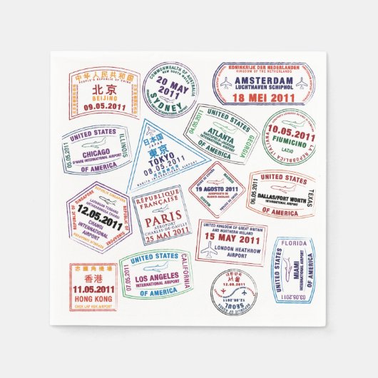 Serviette En Papier Motif de tampon de passeport Imprimer (Devant)