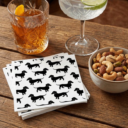 Serviette En Papier Motif de teckel noir mignon