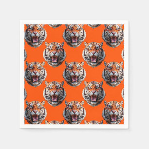Serviette En Papier Motif de tête de tigre design orange