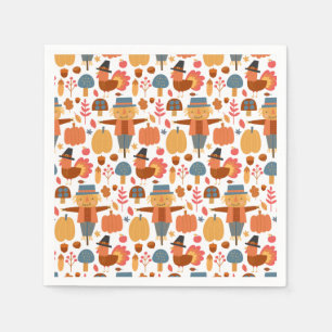 Serviette En Papier Motif de Thanksgiving Turc et Épouvantail