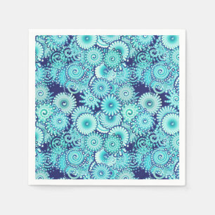 Serviette En Papier Motif de tourbillon fractal, nuances de bleu denim