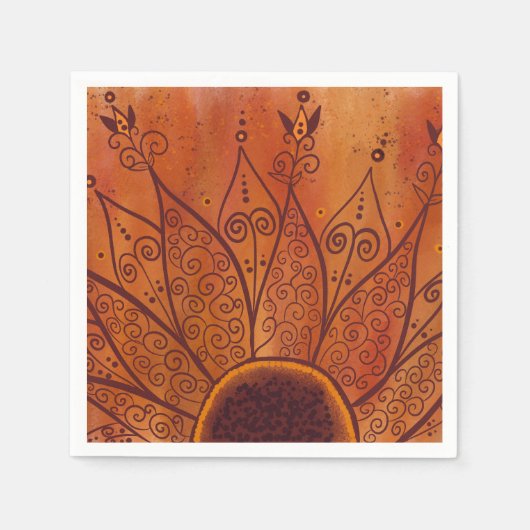 Serviette En Papier Motif de tournesol Abstrait (Devant)