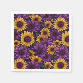 Serviette En Papier Motif de tournesol jaune violet (Devant)