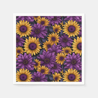 Serviette En Papier Motif de tournesol jaune violet