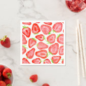 Serviette En Papier Motif de tranches de fraise d'aquarelle (En situation)