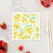 Serviette En Papier Motif de tranches de pastèque jaune (En situation)