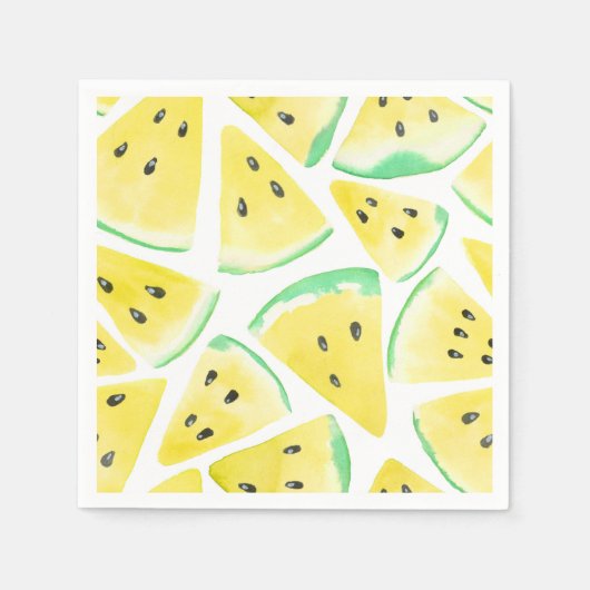 Serviette En Papier Motif de tranches de pastèque jaune (Devant)