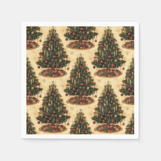 Serviette En Papier Motif de vacances d'arbre de Noël vintage