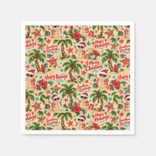 Serviette En Papier Motif de vacances de Noël tropical amusant