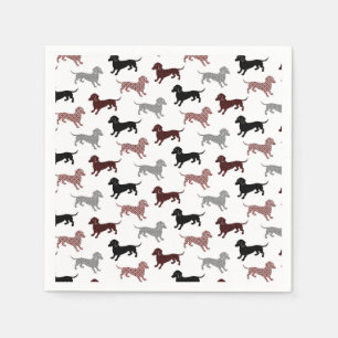 Serviette En Papier Motif de vacances de teckels de damassé