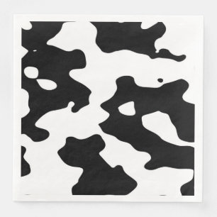 Serviette En Papier Motif de vache noir et blanc