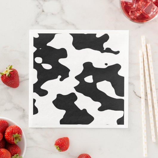 Serviette En Papier Motif de vache noir et blanc (En situation)