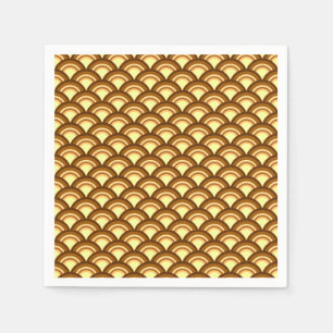 Serviette En Papier Motif de vague Art Déco - chocolat et jaune