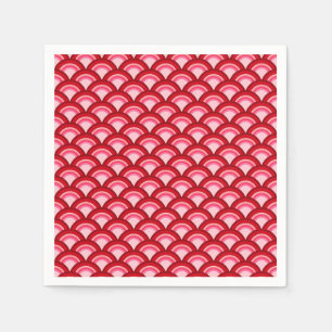 Serviette En Papier Motif de vague Art Déco - rouge et fuchsia