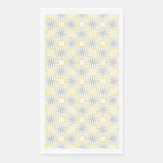 Serviette En Papier Motif de vagues sismiques jaunes, grises et blanch (Devant)