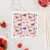 Serviette En Papier motif de variété dachshund en rose (En situation)