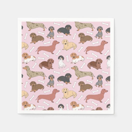 Serviette En Papier motif de variété dachshund en rose (Devant)