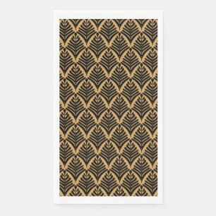 Serviette En Papier Motif de ventilateur Art déco noir et or