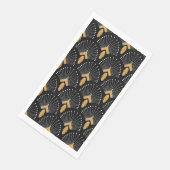 Serviette En Papier Motif de ventilateur Art déco noir, or et blanc (Coin)