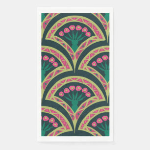 Serviette En Papier Motif de ventilateur floral rose et vert