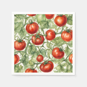 Serviette En Papier Motif de vigne de tomate à l'aquarelle Jardin bo