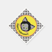Serviette En Papier Motif de visage de chat noir Halloween (Coin)
