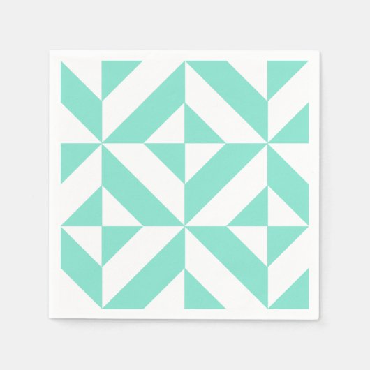 Serviette En Papier Motif Décor géométrique vert Seafoam (Devant)