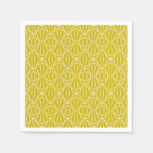 Serviette En Papier Motif décoratif Art déco jaune élégant avec motif 