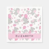 Serviette En Papier Motif D'Eléphants, Eléphants Mignons, Votre Nom (Devant)
