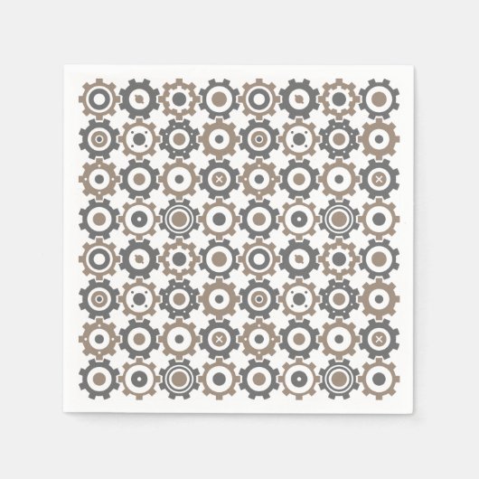 Serviette En Papier Motif d'engrenages (Devant)