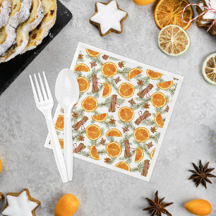 Serviette En Papier Motif d'épices d'agrumes pour les fêtes de Noël