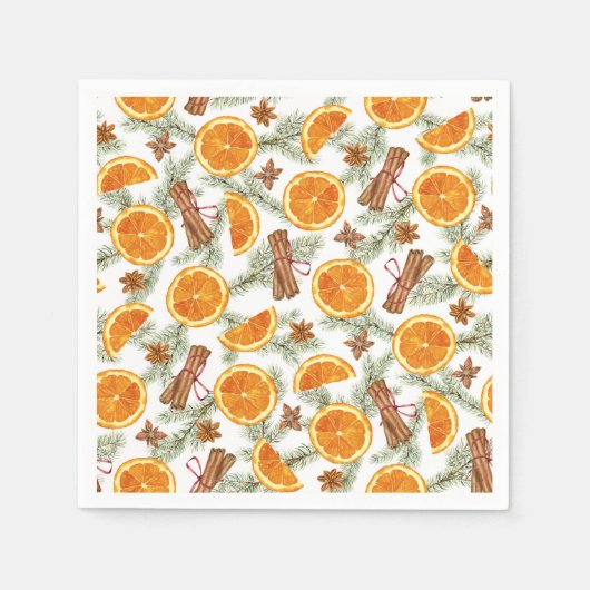 Serviette En Papier Motif d'épices des agrumes de Noël (Devant)