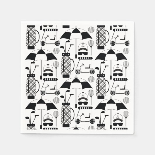 Serviette En Papier Motif d'équipement et d'accessoires de golf modern (Devant)