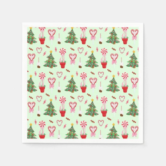 Serviette En Papier Motif des bonbons de Noël (Devant)