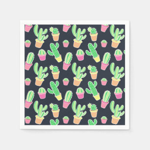 Serviette En Papier Motif des cactus à aquarelle de Neon