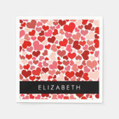 Serviette En Papier Motif Des Coeurs, Coeurs Rouges, Amour, Votre Nom (Devant)