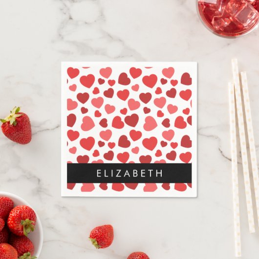 Serviette En Papier Motif Des Coeurs, Coeurs Rouges, Votre Nom (En situation)