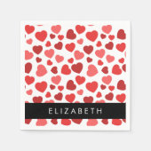 Serviette En Papier Motif Des Coeurs, Coeurs Rouges, Votre Nom (Devant)