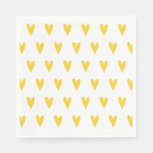 Serviette En Papier Motif des Coeurs Jaunes