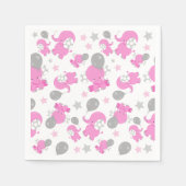 Serviette En Papier Motif Des Eléphants Roses, Eléphants Mignons, Étoi (Devant)