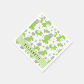 Serviette En Papier Motif Des Eléphants Verts, Étoiles, Votre Nom (Coin)