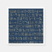 Serviette En Papier Motif des hiéroglyphes d'Égypte or et bleu (Devant)