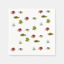 Motif des huttes et des arbres aquarelles